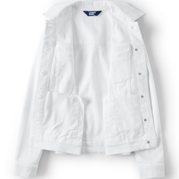 Lands End NWT Women's White Denim Classic Trucker Jean Jacket - Picture 2 of 5